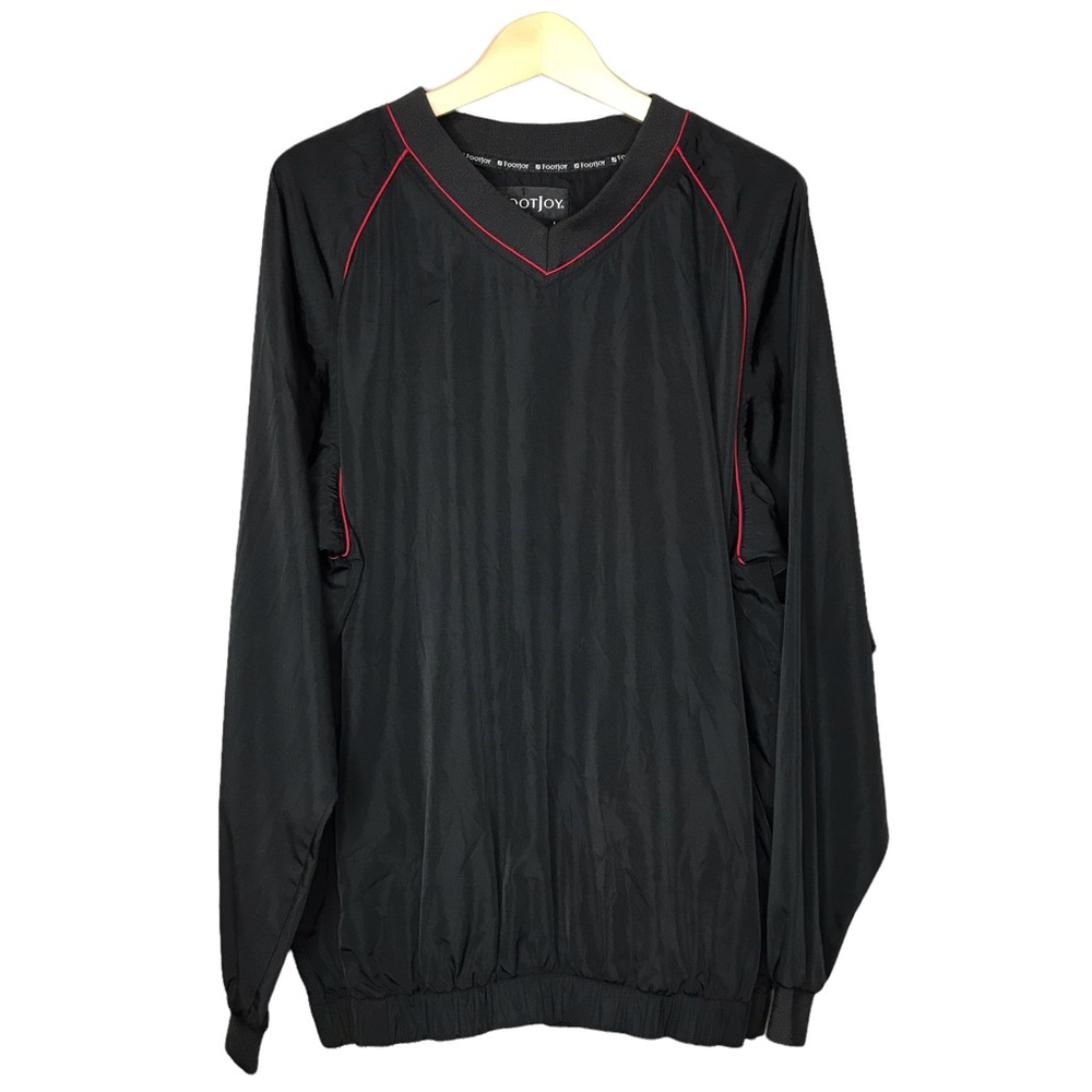 FootJoy Golf Windbreaker Rain Jacket Pullover Shirt Jacket V-Neck Black Large
